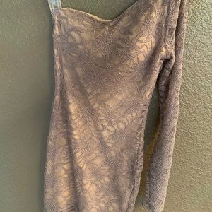 Windsor One Shoulder Long Sleeve Lace Bodycon Mini Dress